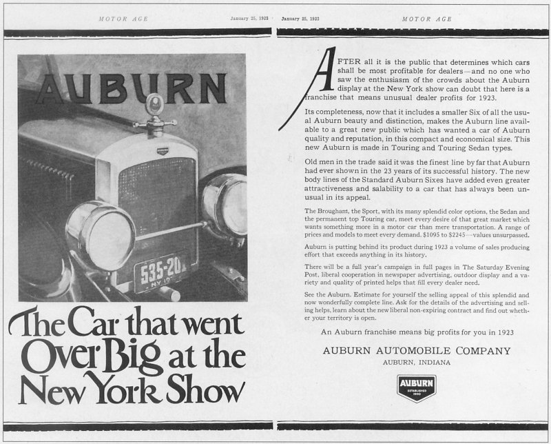 1923 Auburn Auto Advertising